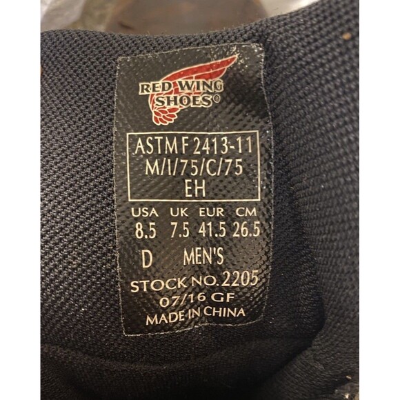 Red Wing 2205 Men's Mocha 6 inch Aluminum Safety Toe Boots - Sz 8.5 EH - Picture 8 of 12